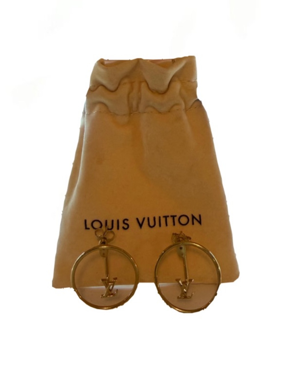 Louis Vuitton Gold-tone LV Circle Drop Earrings